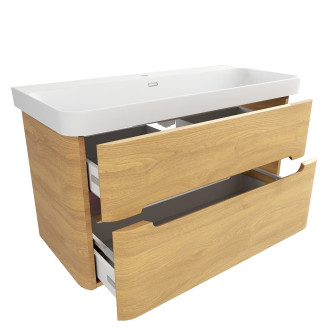 Koupelnová skříňka s umyvadlem SAT Fusion 97,5x53x45 cm dub medový mat SATFUSION2100DMMW