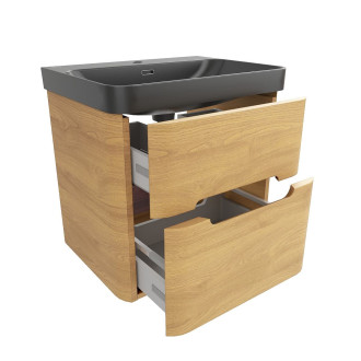 Koupelnová skříňka s umyvadlem SAT Fusion 57,5x53x45 cm dub medový mat SATFUSION260DMBKM