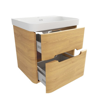 Koupelnová skříňka s umyvadlem SAT Fusion 57,5x53x45 cm dub medový mat SATFUSION260DMMW