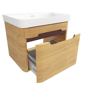 Koupelnová skříňka s umyvadlem SAT Fusion 57,5x43x45 cm dub medový mat SATFUSION60DMMW