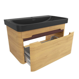 Koupelnová skříňka s umyvadlem SAT Fusion 77,5x43x45 cm dub medový mat SATFUSION80DMBKM