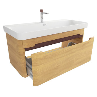 Koupelnová skříňka s umyvadlem SAT Fusion 97,5x43x45 cm dub medový mat SATFUSION100DMMWBA