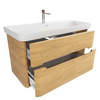 Koupelnová skříňka s umyvadlem SAT Fusion 97,5x53x45 cm dub medový mat SATFUSION2100DMMWB
