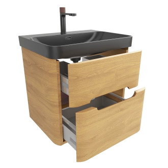 Koupelnová skříňka s umyvadlem SAT Fusion 57,5x53x45 cm dub medový mat SATFUSION260DMBKMB