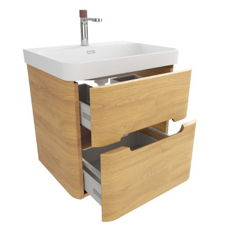 Koupelnová skříňka s umyvadlem SAT Fusion 57,5x53x45 cm dub medový mat SATFUSION260DMMWBA