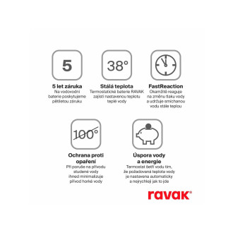 Ravak CR II 063.00CR.O2.RB071 Termo pod. bat. 2-cestná bez těl., chrom X070455