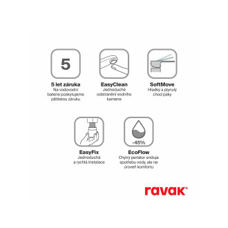 Ravak LF 012.20BL Umyvadlová bat. 160 mm, bez výpusti, black X070476