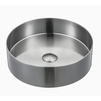 Umyvadlo na desku v barvě nerezu SAT Aurum 38x38 cm bez přepadu SATAUR3838BS