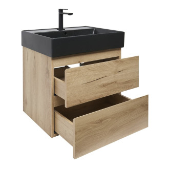 Koupelnová skříňka 2 zásuvková s umyvadlem SAT B-Way 59x50x45 cm dub mat BWAY260OAKU2B2B