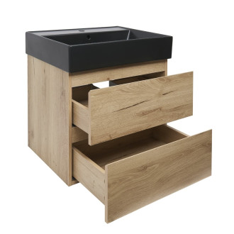 Koupelnová skříňka 2 zásuvková s umyvadlem SAT B-Way 59x50x45 cm dub mat BWAY260OAKU2BB