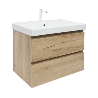 Koupelnová skříňka 2 zásuvková s umyvadlem SAT B-Way 79x50x45 cm dub mat BWAY280OAKU1BBI