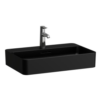Umyvadlo na desku Laufen Val 60x40 cm černá mat otvor pro baterii uprostřed H8122857161041