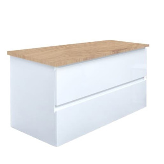 Koupelnová skříňka s krycí deskou SAT B-Way 99x50x45 cm bílá lesk BWAY2100WDOAK