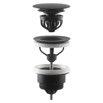 Umyvadlová výpust 5/4“, click-clack, velká zátka, 10-45mm, černá mat 7532.310.5X