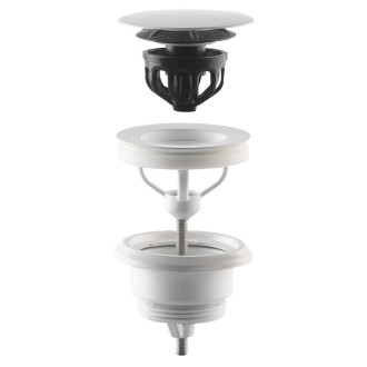 Umyvadlová výpust 5/4“, click-clack, velká zátka, 10-45mm, bílá mat 7532.310.5XD