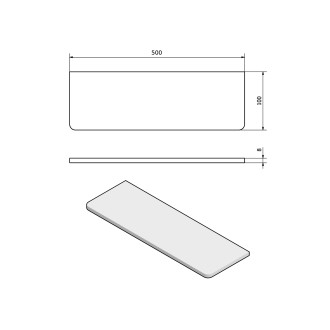 Police 500x100x8mm, mléčné sklo 22481