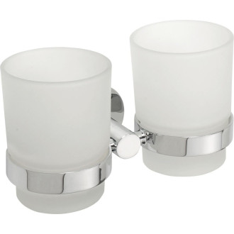 X-ROUND dvojitý držák skleniček, mléčné sklo, chrom XR902