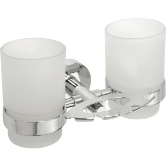X-ROUND držák kartáčků včetně sklenic, mléčné sklo, chrom XR900