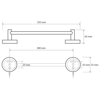 X-ROUND E držák ručníků 300x65mm, chrom XR406
