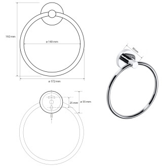X-ROUND E držák ručníků kruh, chrom XR411