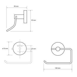 X-ROUND E držák toaletního papíru bez krytu, chrom XR704