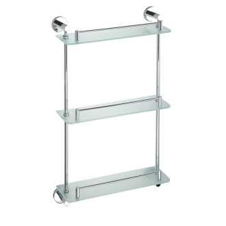 X-ROUND E skleněná polička trojitá s hrazdou 380x675x130mm, chrom XR608
