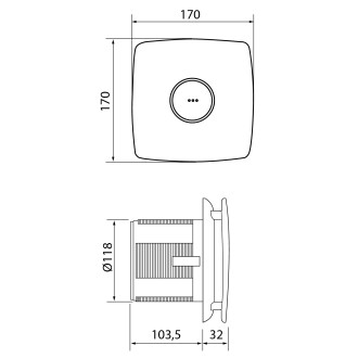 X-MART 12H koupelnový ventilátor axiální s automatem, 20W, potrubí 120, nerez mat 1054000