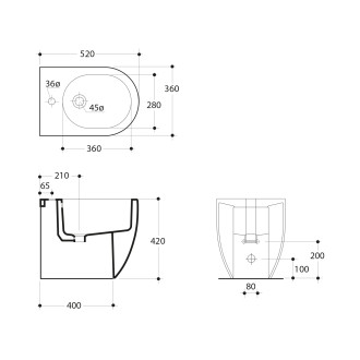FLO bidet stojící, 36x51,5cm, bílá 312001