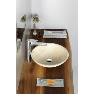 BLOK 1 kamenné umyvadlo na desku ? 40 cm, leštěný béžový travertin 2401-01