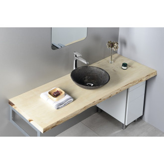 BLOK 1 kamenné umyvadlo na desku průměr 40 cm, matný tmavý kámen 2401-02