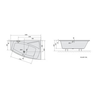 EVIA R asymetrická vana 160x100x47cm, bílá 12611