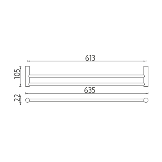 Nimco Bormo BR 11061D-26 Držák na ručníky dvojitý, 64 cm