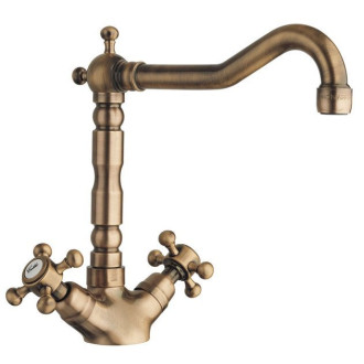 ANTEA stojánková dřezová baterie s retro hubicí, bronz 3126