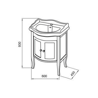 RETRO umyvadlová skříňka 60x80x45cm, starobílá 1684