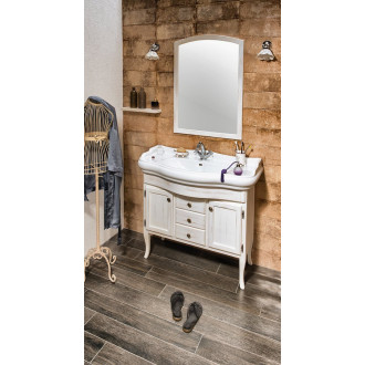 RETRO zrcadlo v dřevěném rámu 650x910mm, starobílá 1685