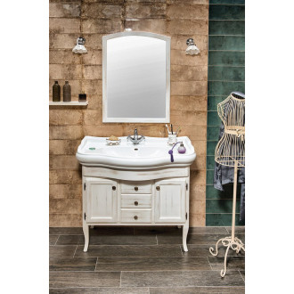 RETRO zrcadlo v dřevěném rámu 650x910mm, starobílá 1685