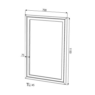 RETRO zrcadlo v dřevěném rámu 700x1150mm, starobílá 1686