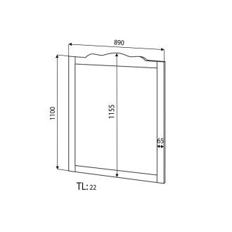 RETRO zrcadlo v dřevěném rámu 890x1150mm, starobílá 1687