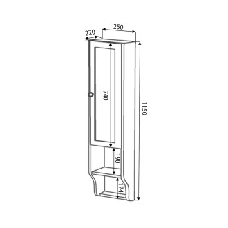 RETRO skříňka k zrcadlu 25x115x20cm, pravá, starobílá 1688