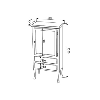 RETRO skříňka 60x120x38cm, starobílá, pravá 1691