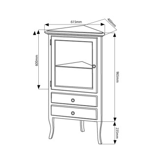 RETRO skříňka rohová 60x120x47cm, starobílá, levá 1692