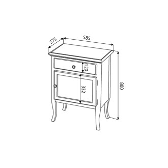 RETRO skříňka 60x80x38cm, starobílá, pravá 1693