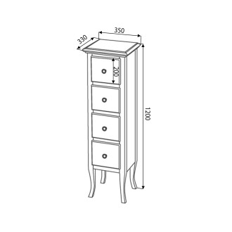 RETRO skříňka 35x119x33cm, starobílá 1694