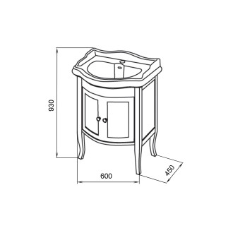 RETRO umyvadlová skříňka 60x80x45cm, buk 735140