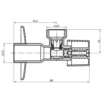 Rohový kulový ventil 1/2"x3/8", pár, chrom 5306