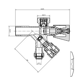 Kombinovaný ventil 1/2"x3/4"x3/8", chrom 5309