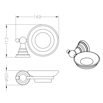 DIAMOND mýdlenka, mléčné sklo, bronz 1318-02