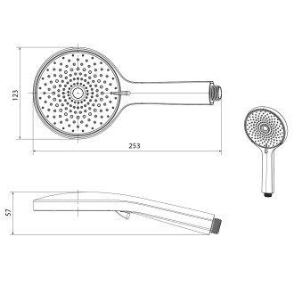 Ruční masážní sprcha, 4 režimy sprchování, průměr 123mm, chrom 1204-10