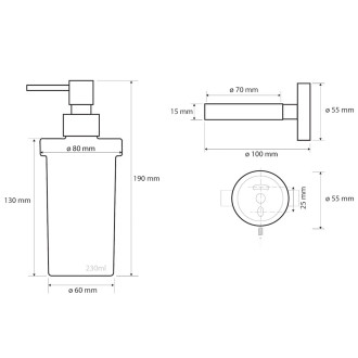 X-STEEL dávkovač mýdla 230ml, mléčné sklo, nerez mat XS101