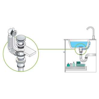 Umyvadlový přepad s odpadním mezikusem, mřížka ABS/chrom 247.304.0